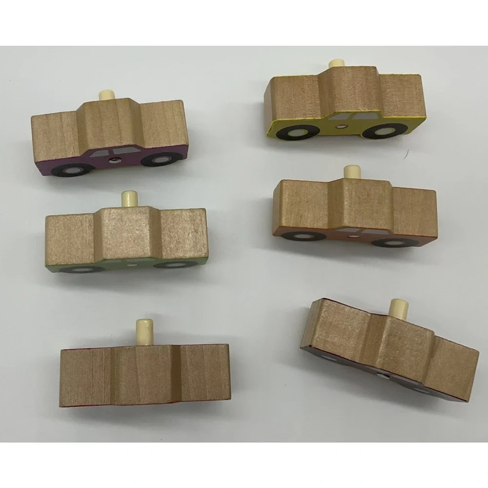 Set of 6 Wooden Truck Pulls‎ Kids Nursery Puzzle Pieces
